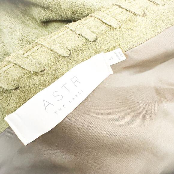 ASTR Velvet Olive Green Sleeveless Faux Suede V-Neck Dress Size L - Picture 3 of 7